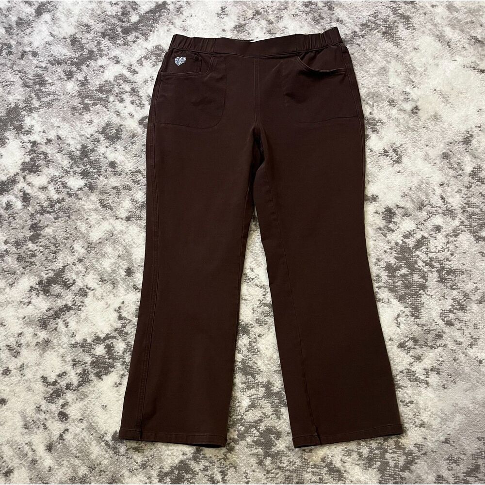 Quacker Factory DreamJeannes Flat Waistband Bootcut Jeans/Pants BROWN Sz M Short